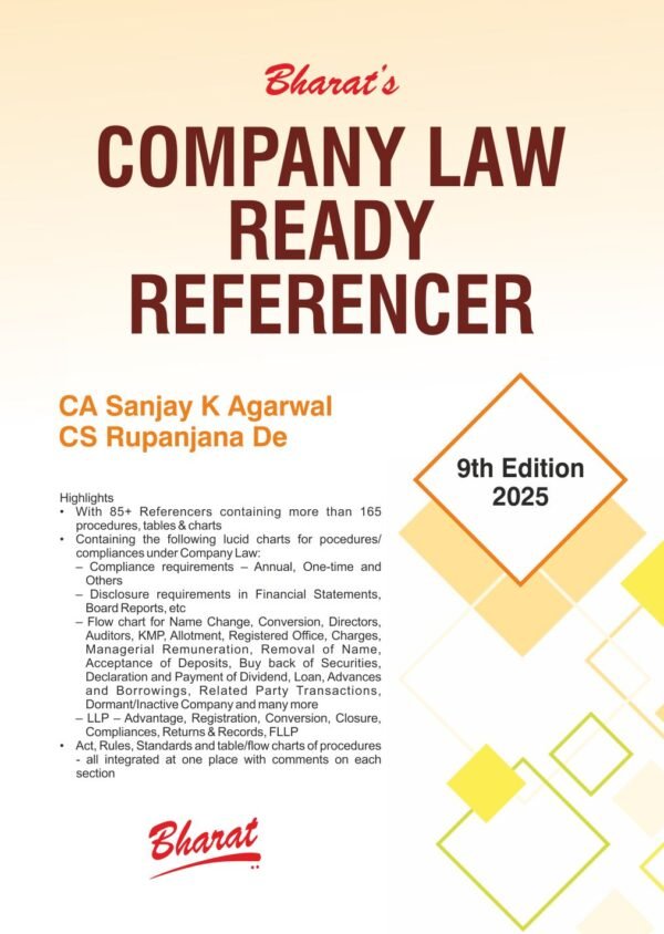 Company Law Ready Referencer by CA Sanjay K Agarwal & CS Rupanjana De - 9th Edition 2025