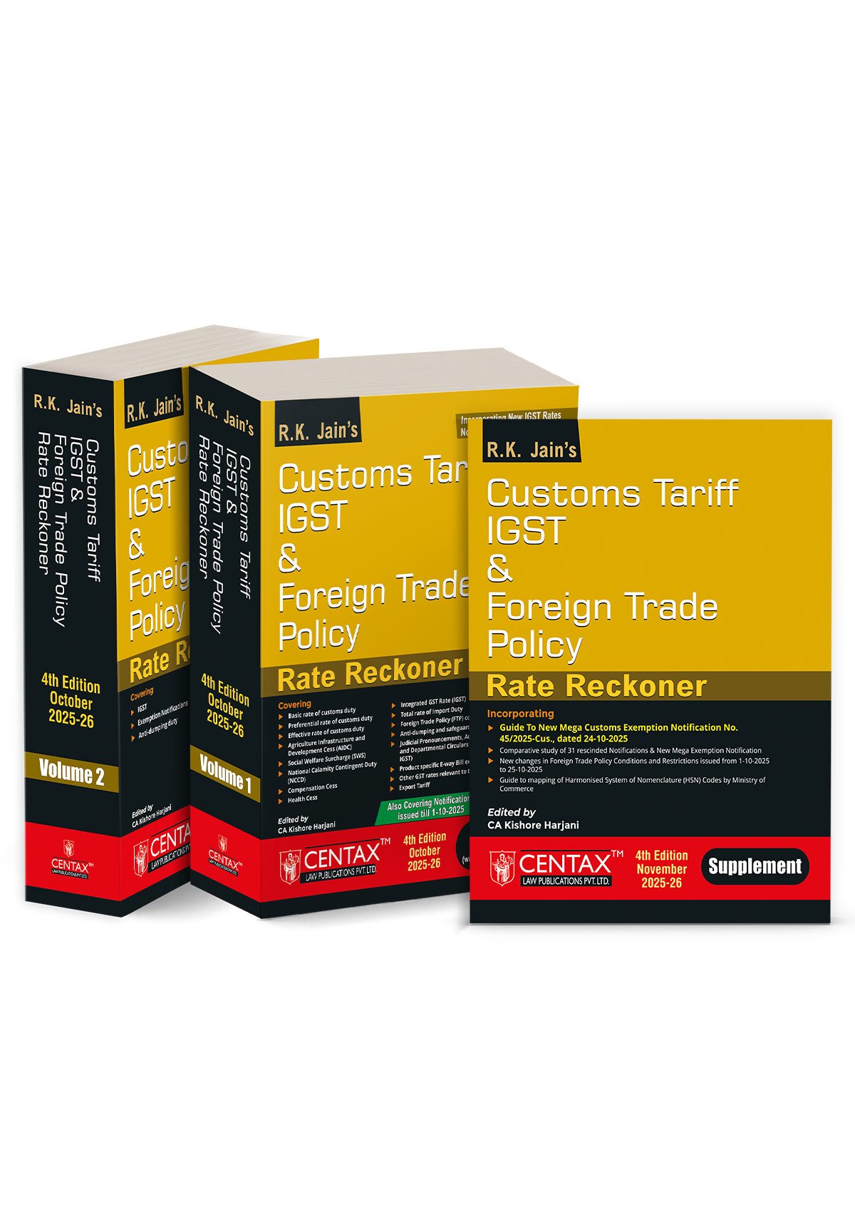 R.K. Jain’s Customs Tariff, IGST & Foreign Trade Policy Rate Reckoner | 2025-26 with Mega Exemption Notifications (Set of 2 Vols. with Supplement) - 4th Edition November 2025