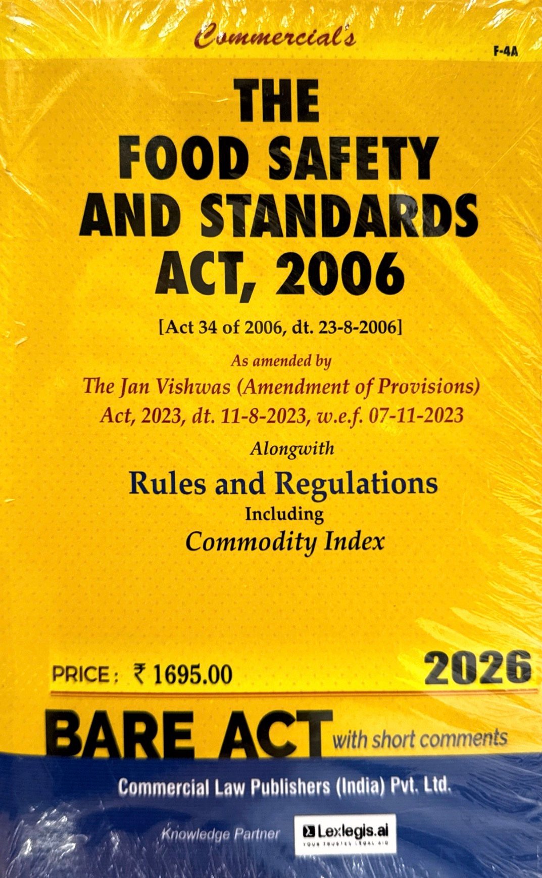 Food Safety and Standards Act, 2006 As amended by The Jan Vishwas (Amendment of Provisions) Act, 2023 by Commercial - Edition 2026