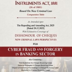 Sarkar’s Classic Commentary On Negotiable Instruments Act, Dishonour Of Cheque, New Criminal Law Perspectives with Cyber Fraud And Forgery in Banking Sector – 5th Edition 2026
